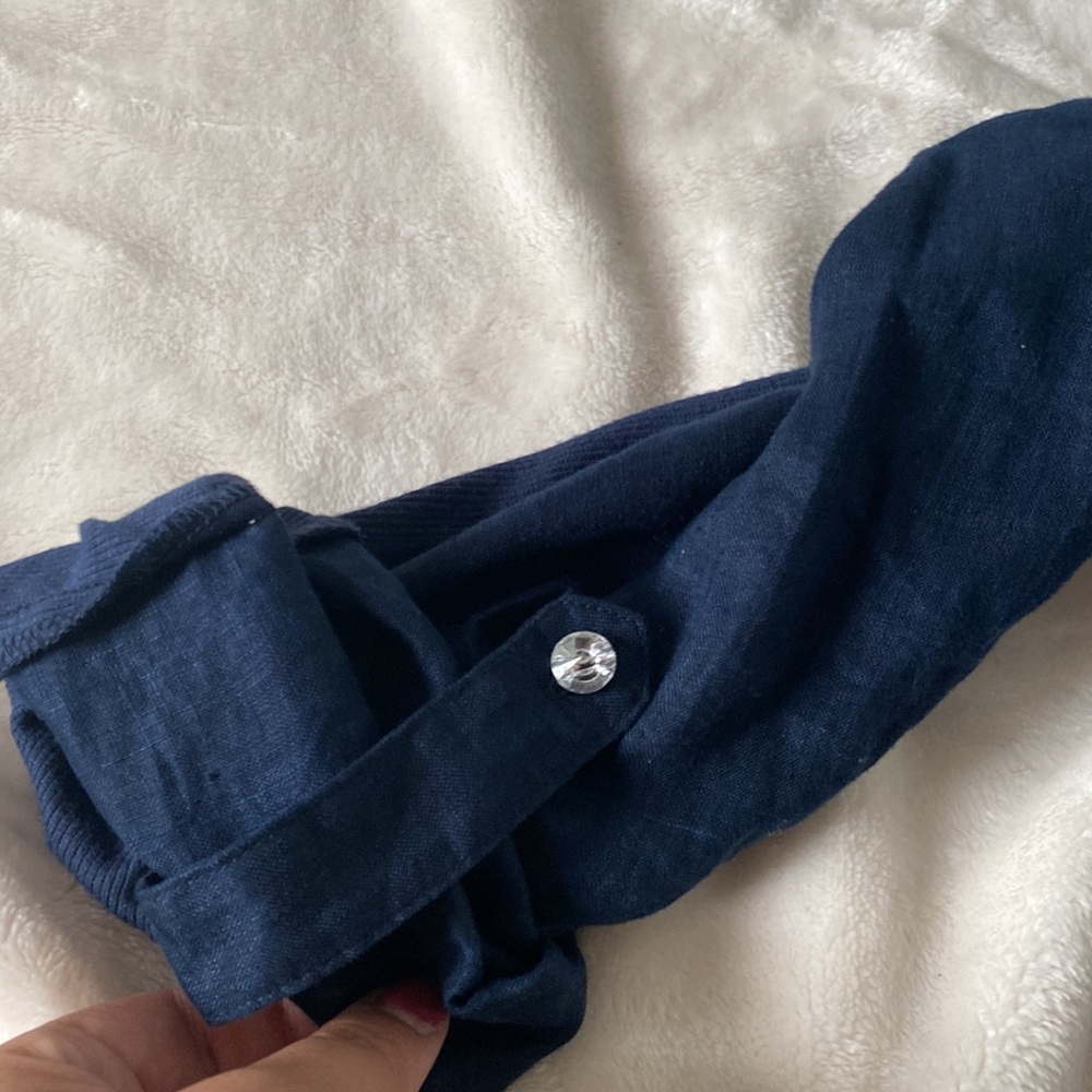 INC Blue Blouse with Crystal Buttons Medium - Picture 7 of 11